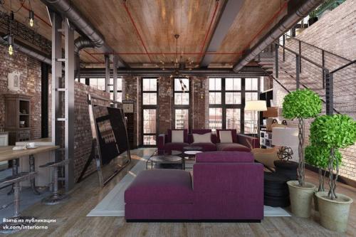 Дизайн проект интерьера апартаментов в стиле лофт. 02