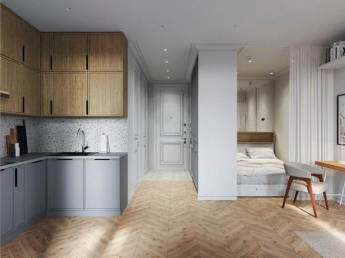 Стильный интерьер квартиры, площадью 33 кв. 01