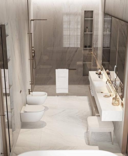 Интерьер ванной и гардеробной при мастер спальне. 03