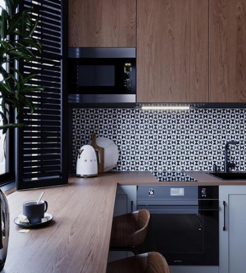 Перепланировка и стильный дизайн кухни площадью 5. 4 кв. 03