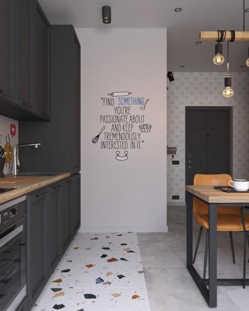 Серая кухня с яркими вкраплениями. 03