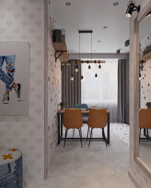 Серая кухня с яркими вкраплениями. 05