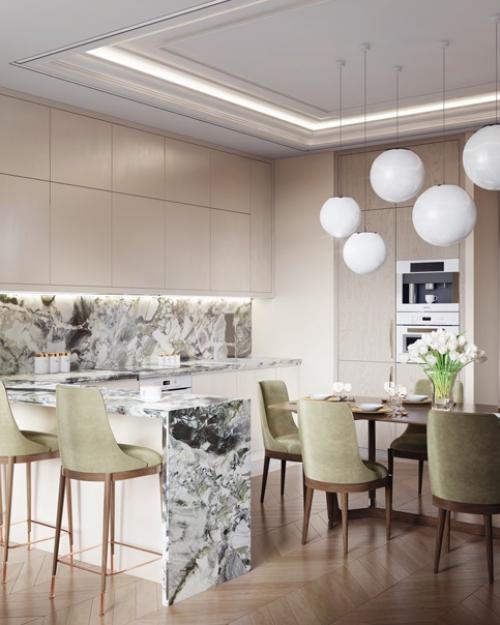 Стильный, современный интерьер кухни - гостиной в СПб (да - да, там мы тоже много работаем. 03