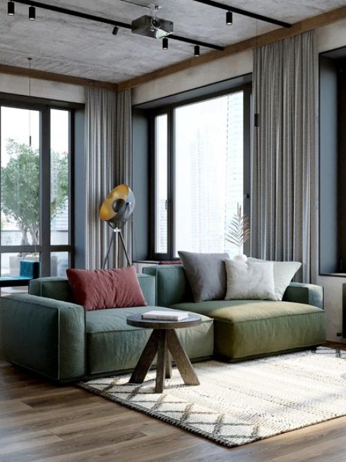 Интерьер кухни - гостиной в жк Фридом. 06