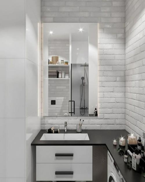 Интересное расположение кухни в студии и диван - кровать в таком маленьком пространстве единственное верное решение. 07