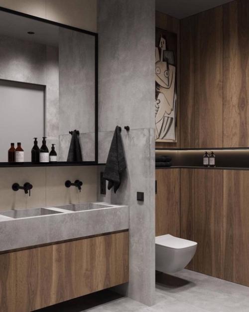 Стильный и очень интересный интерьер санузла, площадью 6. 8 кв. 02