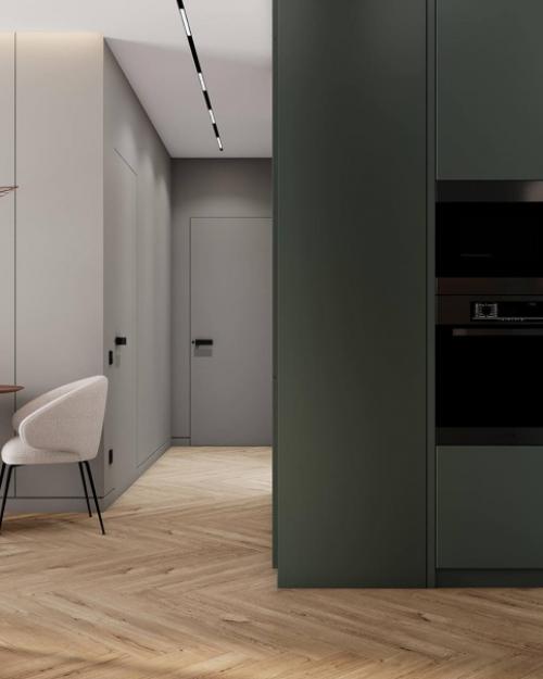 Интерьер кухни - гостиной в приятных мягких тонах. 07