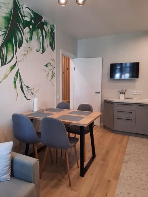 Простой и понятный интерьер кухни - гостиной в однокомнатной квартире молодой семейной пары. 04