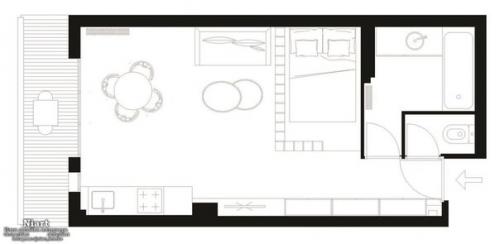 Компактный дизайн квартиры - студии 25 кв. 09