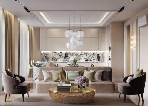 Стильный, современный интерьер кухни - гостиной в СПб (да - да, там мы тоже много работаем. 01