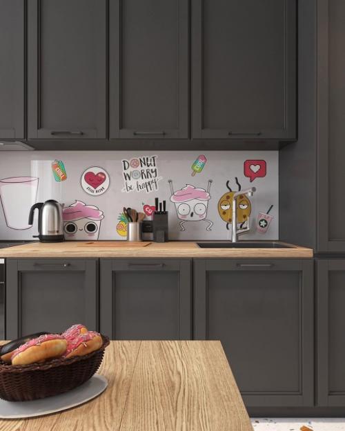 Серая кухня с яркими вкраплениями. 02