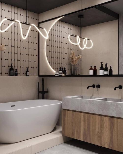 Стильный и очень интересный интерьер санузла, площадью 6. 8 кв. 01