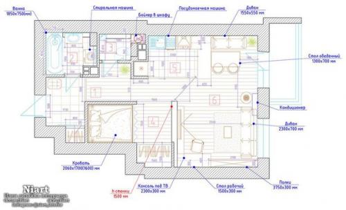 Проект интерьера студии с элементами лофта. 09