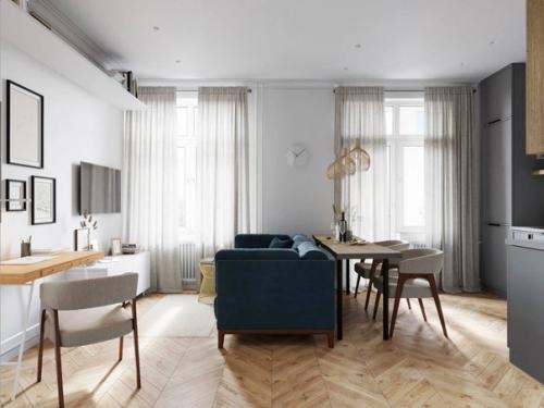 Стильный интерьер квартиры, площадью 33 кв. 02