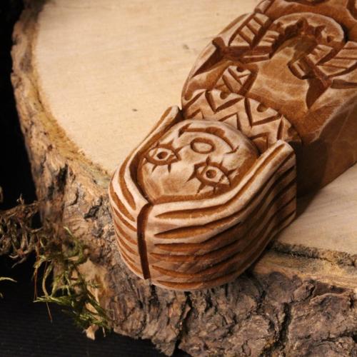 Небольшая деревянная статуэтка домового, выполненная из цельного куска дерева - кедра. 03