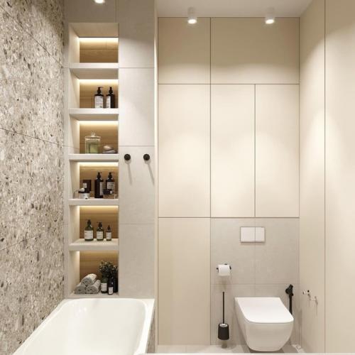 Ванная комната в теплых кремовых оттенках. 03