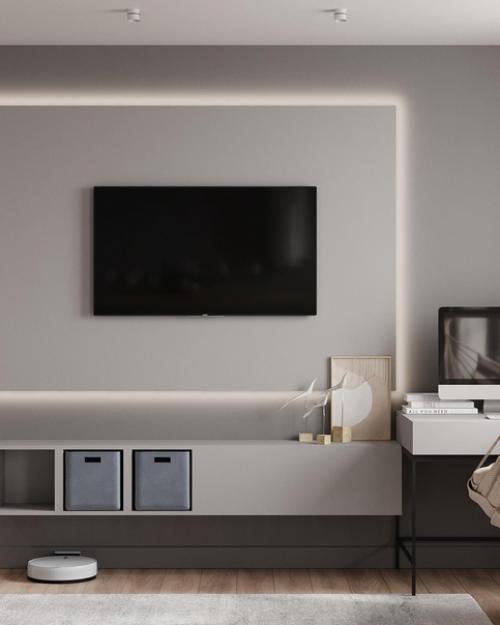 Просторный, обволакивающий и очень сбалансированный интерьер кухни - гостиной для молодой семьи с двумя детьми. 02