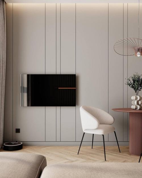 Интерьер кухни - гостиной в приятных мягких тонах. 06