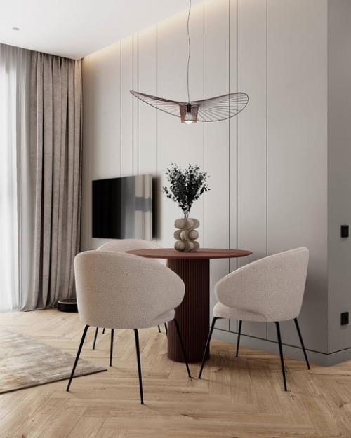 Интерьер кухни - гостиной в приятных мягких тонах. 02