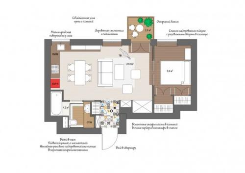Лофт дизайн студии 42 кв. 07