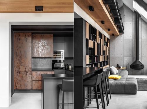 Нетривиальный дизайн интерьера мансардной квартиры. 01