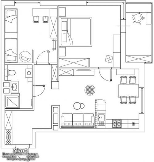 Дизайн интерьера трехкомнатной квартиры 77 кв. 09