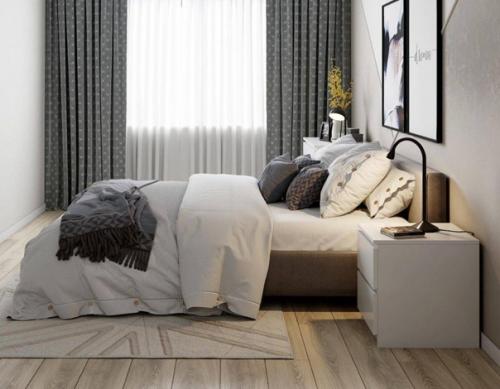 Лаконичный дизайн проект спальной комнаты в современном стиле. 01