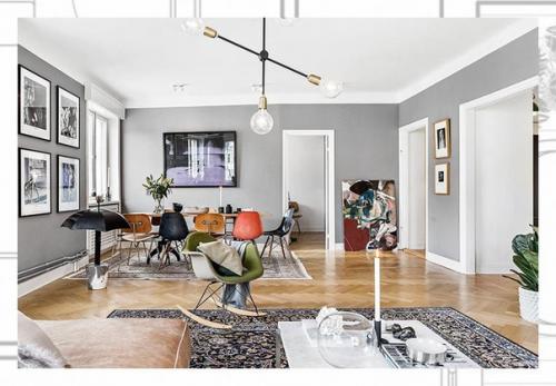 Скандинавский дом в сером цвете с яркими деталями. 04