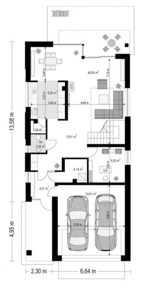 Эскизный проект коттеджа с гаражом. 02