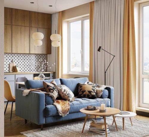 Интересный интерьер. Просторной кухни - гостиной. 02