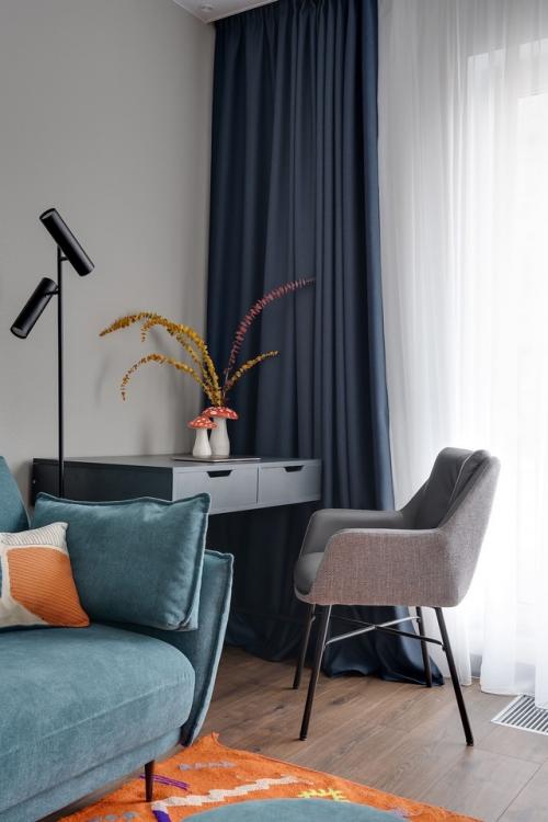 Цветной интерьер 1-комнатной квартиры 40 м 2 в ЖК красноказарменная 15 в Москве. 07