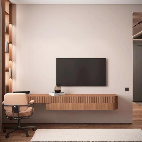 Энергичная гостиная с теплом дерева. 08