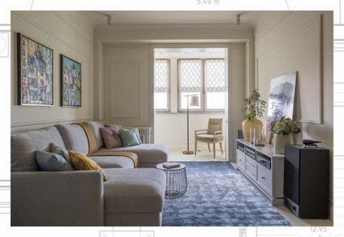 В дизайне интерьера квартир современная классика предполагает зонирование с выделением одного большого помещения - гостиной. 01