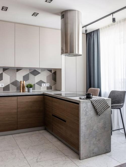 Интерьер кухни - гостиной в современном стиле. 02