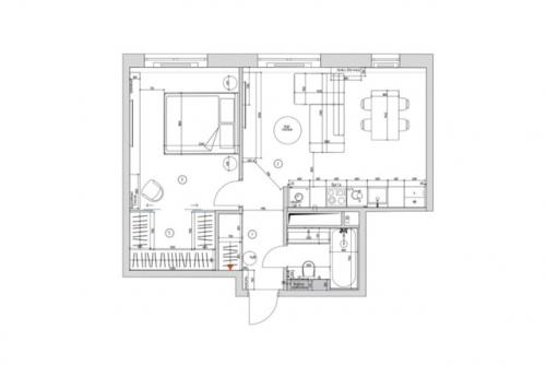 Проект однокомнатной квартиры 48 кв. 09