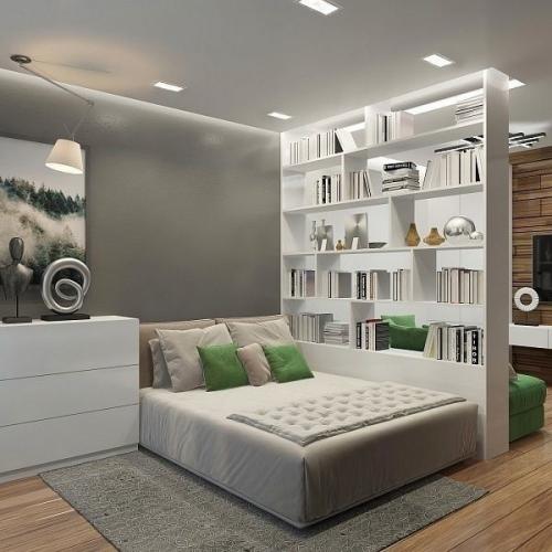 Проект квартиры - студи с зонированием на спальную и гостиную. 01