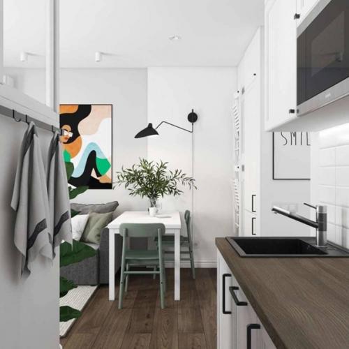 Светлая квартира - студия в скандинавском стиле. 06