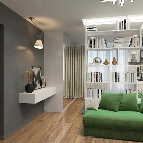 Проект квартиры - студи с зонированием на спальную и гостиную. 05