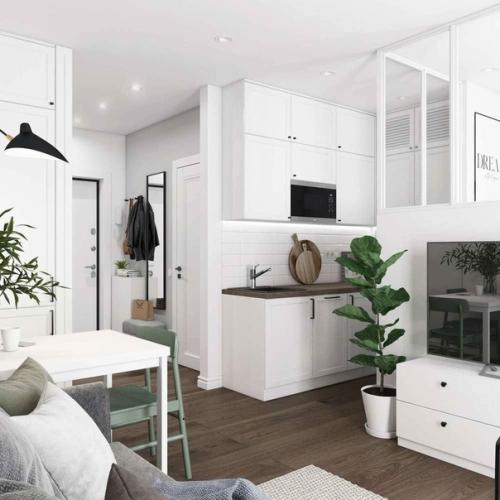 Светлая квартира - студия в скандинавском стиле. 04