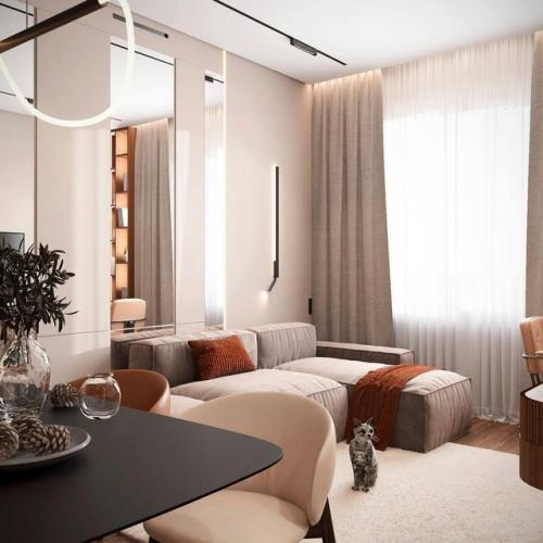 Энергичная гостиная с теплом дерева. 04