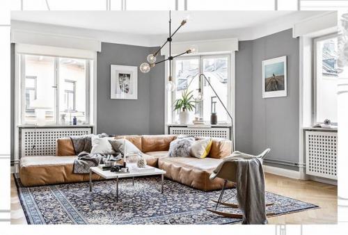 Скандинавский дом в сером цвете с яркими деталями. 03