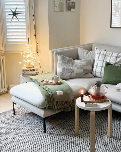 Сочетание серый + светлое дерево + зелёный в интерьере. 02