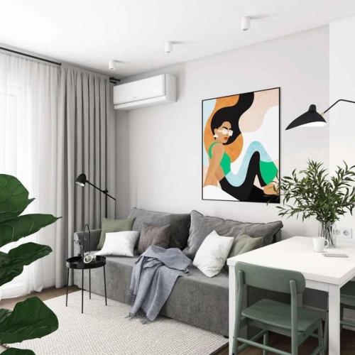 Светлая квартира - студия в скандинавском стиле. 01