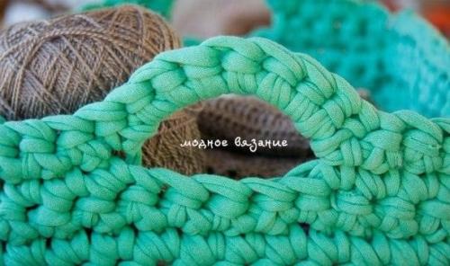 Корзинка из ниток спагетти крючком. 03