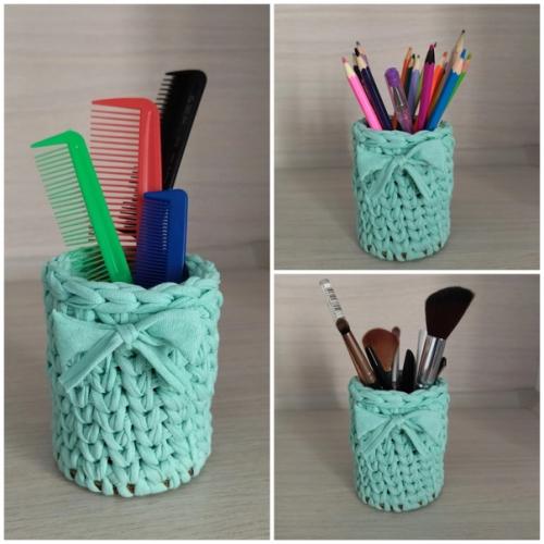 Вязаные корзины для хранения украсят любой интерьер в спальне, гостиной, на кухне, в прихожей, ванной, а также на даче. 02