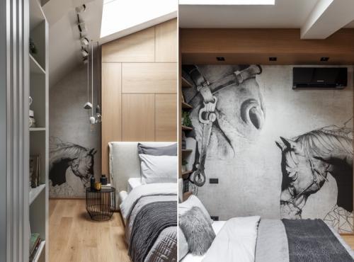 Нетривиальный дизайн интерьера мансардной квартиры. 05