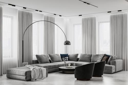 Проект интерьера квартиры в Санкт-петербурге, помещение кухни - гостиной - столовой. 07