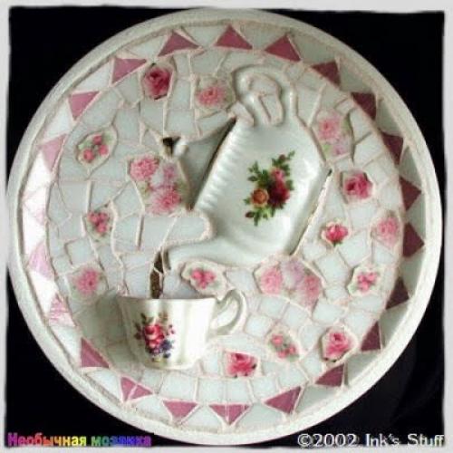 Декоративные мозаичные картины и панно из битой посуды и ненужной кафельной плитки. 01