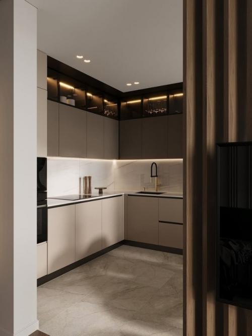 Прихожая, кухня - гостиная и балкон из нашего проекта трешка 71 м. 03