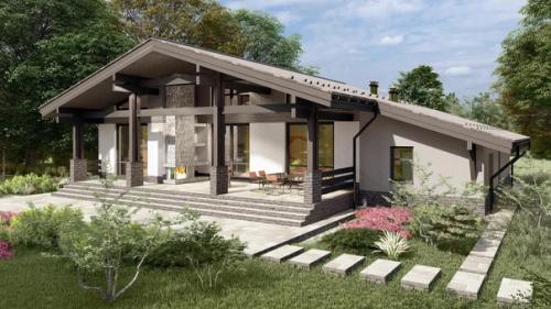 Эскизный проект большого одноэтажного дома. 04